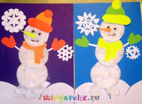 Поделка снеговик из дисков ватных своими руками