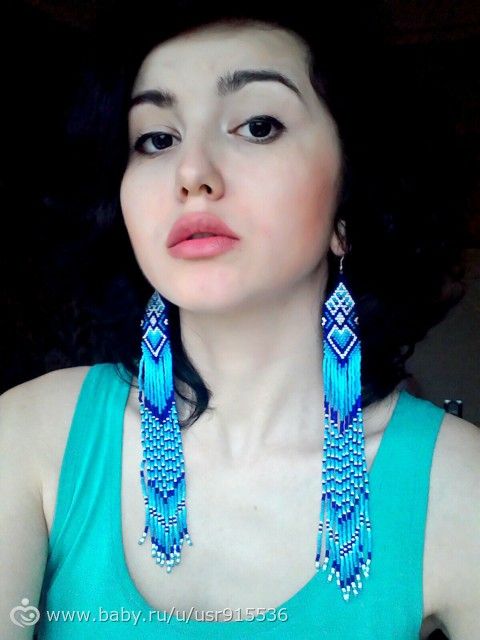 Длиные серьги из бисера