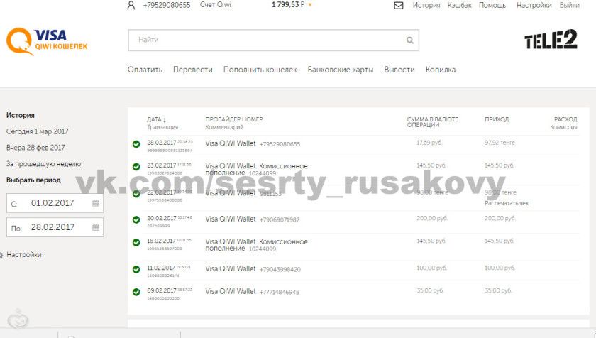 Отчет о собранных средствах за февраль для Вари и Риты Русаковых