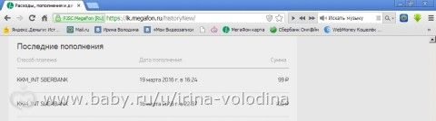 Отчет о поступлении средств для Володина Артема