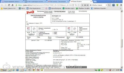 Отчет о поступлениях и расходах средств для Володина Артема