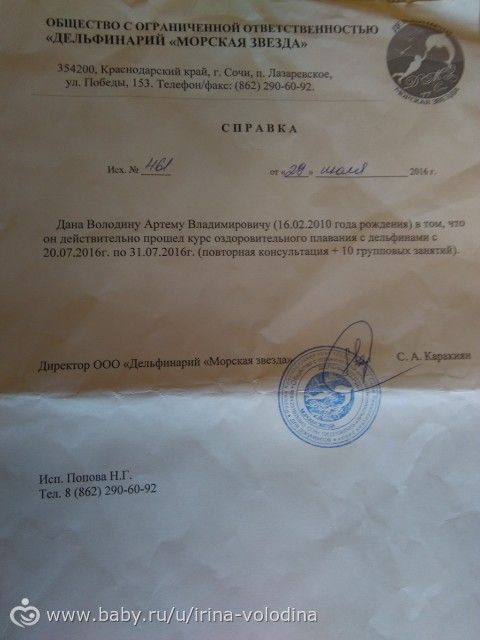 Отчет о поступлениях и расходах средств для Володина Артема