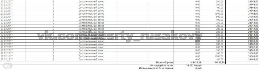 Отчет о собранных средствах за февраль для Вари и Риты Русаковых
